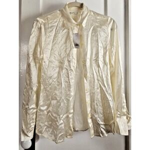 NWT‎ Banana Republic silk button down shirt cream blush Sz 2